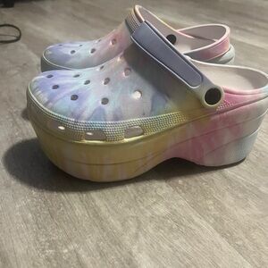 Dolls Kill Pastel Tie-Dye Platform Mules